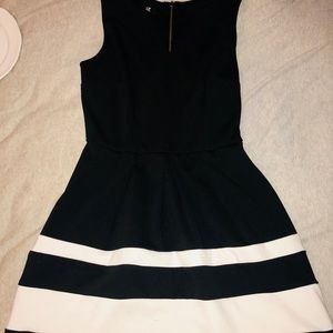 Black and white sleeveless dress